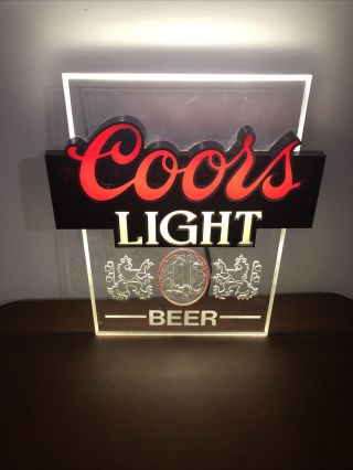 Vtg 1980s 80s Coors Light Up Beer Sign Man Cave Bar Advertising Retro Classic