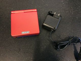 Vintage Red Nintendo Game Boy Advance Sp Handheld Console With Game And Charger