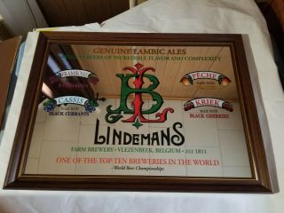 Vintage Lindemans Bar Mirror.  Size 29 3/4w X 21 3/4h