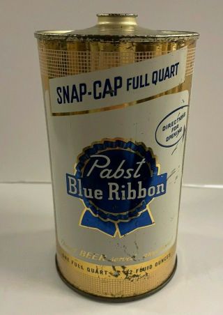 Pabst Blue Ribbon Quart Snap Cap Cone Top Beer Can With Opening Instructions Oi