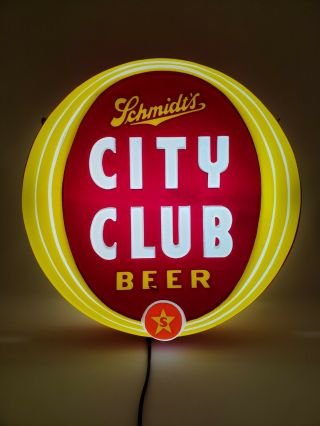 Schmidts City Club Beer Sign Lighted Mn