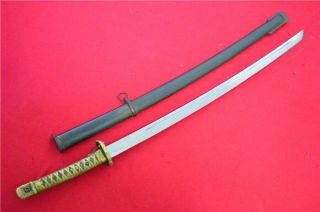 Japanese Nco Sword Samurai Katana Signed Blade Copper Handle Steel Scabbard S762