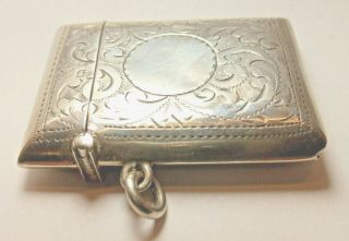 Antique Edwardian Sterling Silver Vesta Case Empty Cartouche W.  J.  Holmes 1914