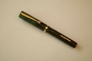 Vintage Sheaffer Lifetime White Dot Flat Top Jade Green Fountain Pen 1920s