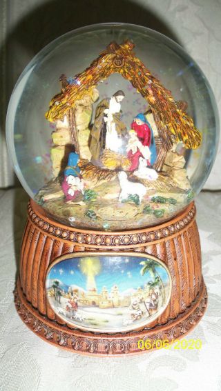 Nativity Scene Holy Family - Musical Snow Globe By Roman - Make Offer