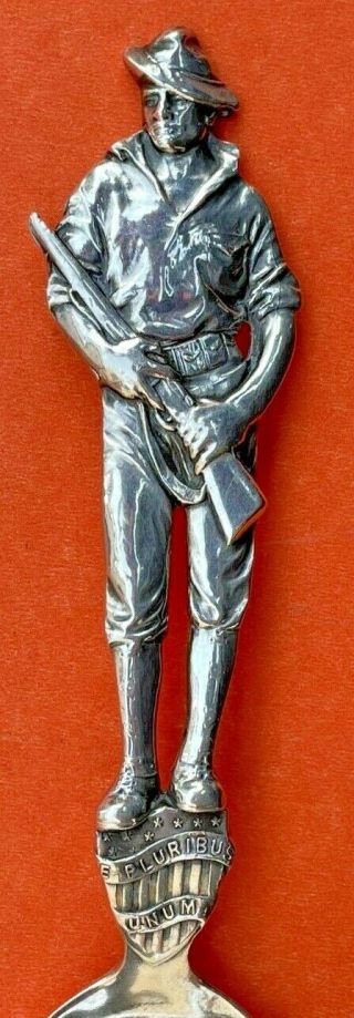 Figural Marine Soldier World War One Hobart Ok.  Sterling Silver Souvenir Spoon