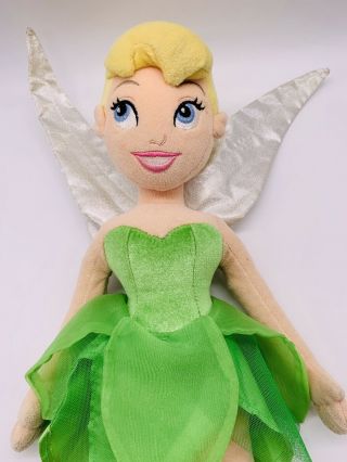 Disney Store Tinker Bell Soft Plush Doll Toy 21 " Tall Embroidered Face Princess