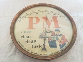 Vintage Pm Whiskey Liquor Country Store Distillery Advertising Thermometer Sign