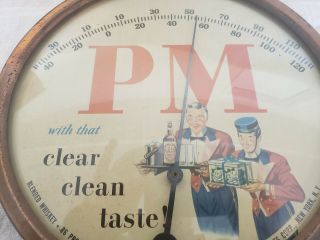 Vintage PM Whiskey Liquor Country Store Distillery Advertising Thermometer Sign 3