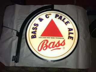 Authentic 1998 Bass Ale & Co Two Sided Lighted Sign With Mounting Bracket
