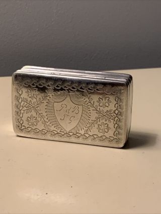 Lovely Early Decorative Antique 19th Century Dutch Solid Silver Snuff Box 1845
