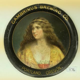 Vintage Gambrinus Brewing Co.  Beer Tray Portland Oregon Prepro & Rare Dated 1901