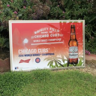 Budweiser Chicago Cubs 2016 World Series Champs Beer Bar Man Cave Mirror Sign