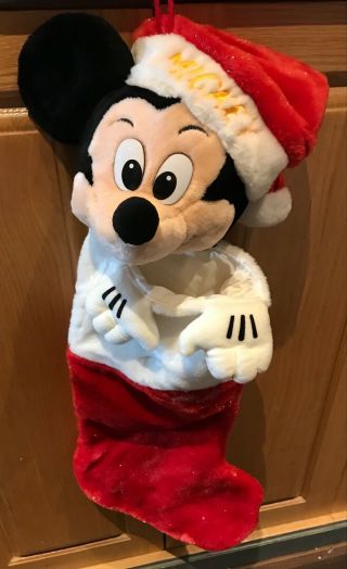 Walt Disney Character Mickey Mouse Christmas Stocking Plush Stuffed Head 23 "