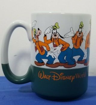 Walt Disney World Goofy Large Coffee Mug Cup White Green Ceramic 16oz Authentic