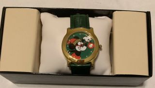 Disney - Mickey Mouse Calendar Water Resistant Christmas Holiday Watch Green Strap