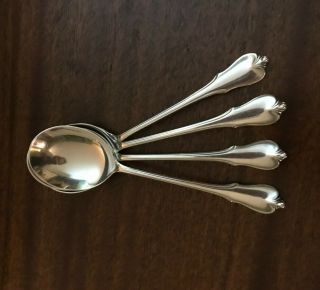 Grand Colonial,  By Wallace Sterling Silver Cream Soup Spoons Set Of 4 Spoons