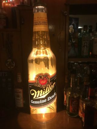 Miller Draft Beer Giant Light Up Beer Bottle 3 - D Sign Game Room