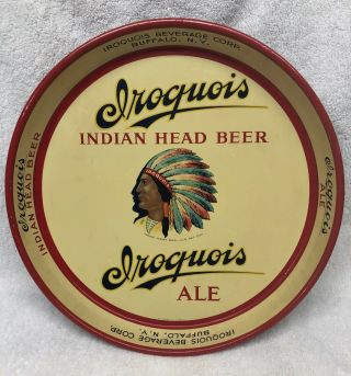 Iroquois Indian Head Beer Ale Metal Tray Iroquois Beverage Corp Buffalo Ny
