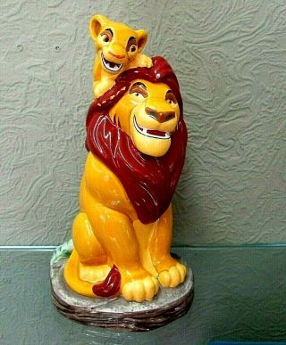 Disney - Ceramic Porcelain Ceramic Coin Bank Mufasa & Simba Lion King 9 " Tall