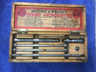 Vintage Moore And Wright 2 - 12 Inside Micrometer (cat No 903)