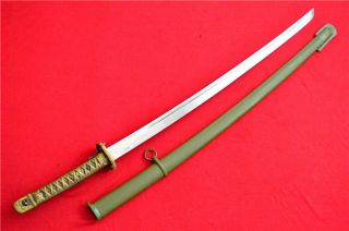 Japanese Nco Sword Samurai Katana Signed Blade Brass Handle Steel Sheath A772