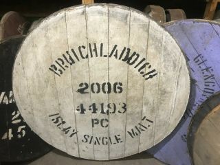 Big 2006 Bruichladdich Islay Whisky Barrel Lid 27 " Wide Braced And Ready To Hang