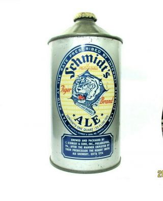 Sharp " Schmidt " S Tiger Ale " Cone Top Beer Can Silver Noggin