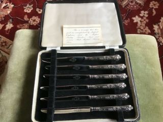 Hm Sterling Silver Handle Dessert Butter Side Knives Set X 6 Sheffield 1961