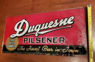 1950s DUQUESNE PILSENER BEER sign mirrored reverse on glass PITTSBURGH 2