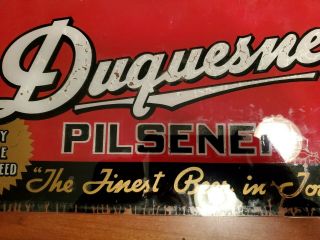 1950s DUQUESNE PILSENER BEER sign mirrored reverse on glass PITTSBURGH 3
