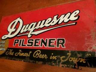 1950s DUQUESNE PILSENER BEER sign mirrored reverse on glass PITTSBURGH 5