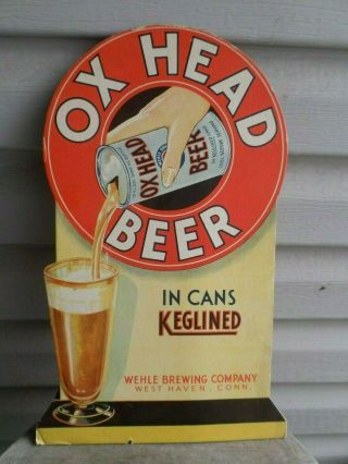 Ox Head Beer Can Wehle Cardboard Display West Haven Ct Conn Connecticut