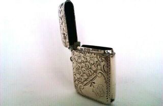 Rare & Beautifully Engraved Solid Silver Edwardian Vesta Case Chester 1902