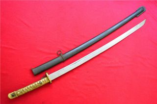 Japanese Japan Nco Sword Samurai Katana Brass Handle Steel Scabbard F781