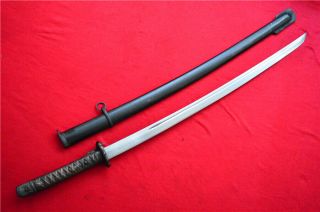 Japanese Nco Sword Samurai Katana Signed Blade Brass Handle Steel Scabbard F788