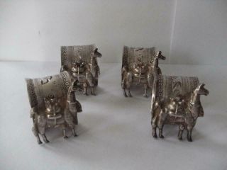 Set Of Four Sterling Silver Napkin Rings Alpaca