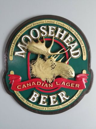 (vtg) Moosehead Beer 3 - D Giant Back Bar Sign Cabin Northwoods Man Cave Rare Mib
