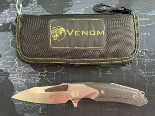 Kevin John Venom Attacker Knife Titanium And Carbon Fiber With Pouch