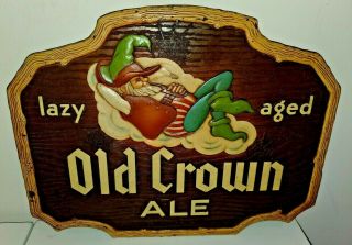 Vintage Old Crown Ale Beer Sign Centlivre Brewing Fort Wayne Indiana Elf Bar Pub