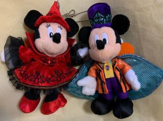 Mickey Mouse Minnie Mouse Plush Badge Set Tokyo Disney 2010 Halloween Japan Tdr
