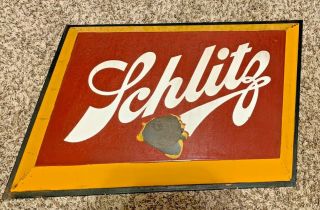 Vintage Old Schlitz Beer Brewery Porcelain Sign Milwaukee Wisconsin Wi