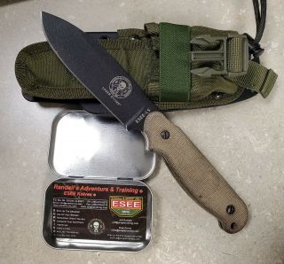 Esee Usa Laser Strike Fixed Blade Knife With Sheath And Survival Tin Cache