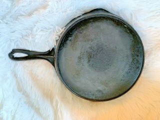 Vintage Wapak Cast Iron Skillet 7 Heat Ring 9.  5” Side To Handle Notched Handle