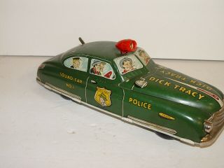 Vintage 1940 ' s Marx Tin Litho Wind Up Toy Dick Tracy Police Squad Car No 1 W/Key 3