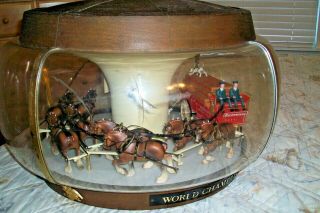 Vintage Budweiser World Champion Clydesdale Team Lighted Hanging Carousel Sign