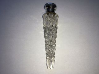 1904 Vintage Cut Glass &silver Topped Small Scent Bottle