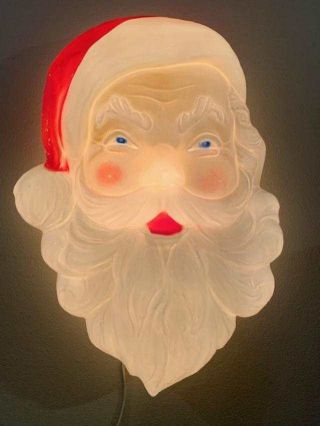 Vintage Union Products Giant Santa Face Christmas Blow Mold 22 " Illuminated 1968