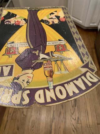 Vintage Diamond Spring Ale Beer Diecut Sign Art Deco Litho Lawrence MA 5