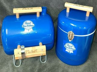 Vintage Pabst Blue Ribbon Beer Grill And Cooler Very Rare Bar - Mancave